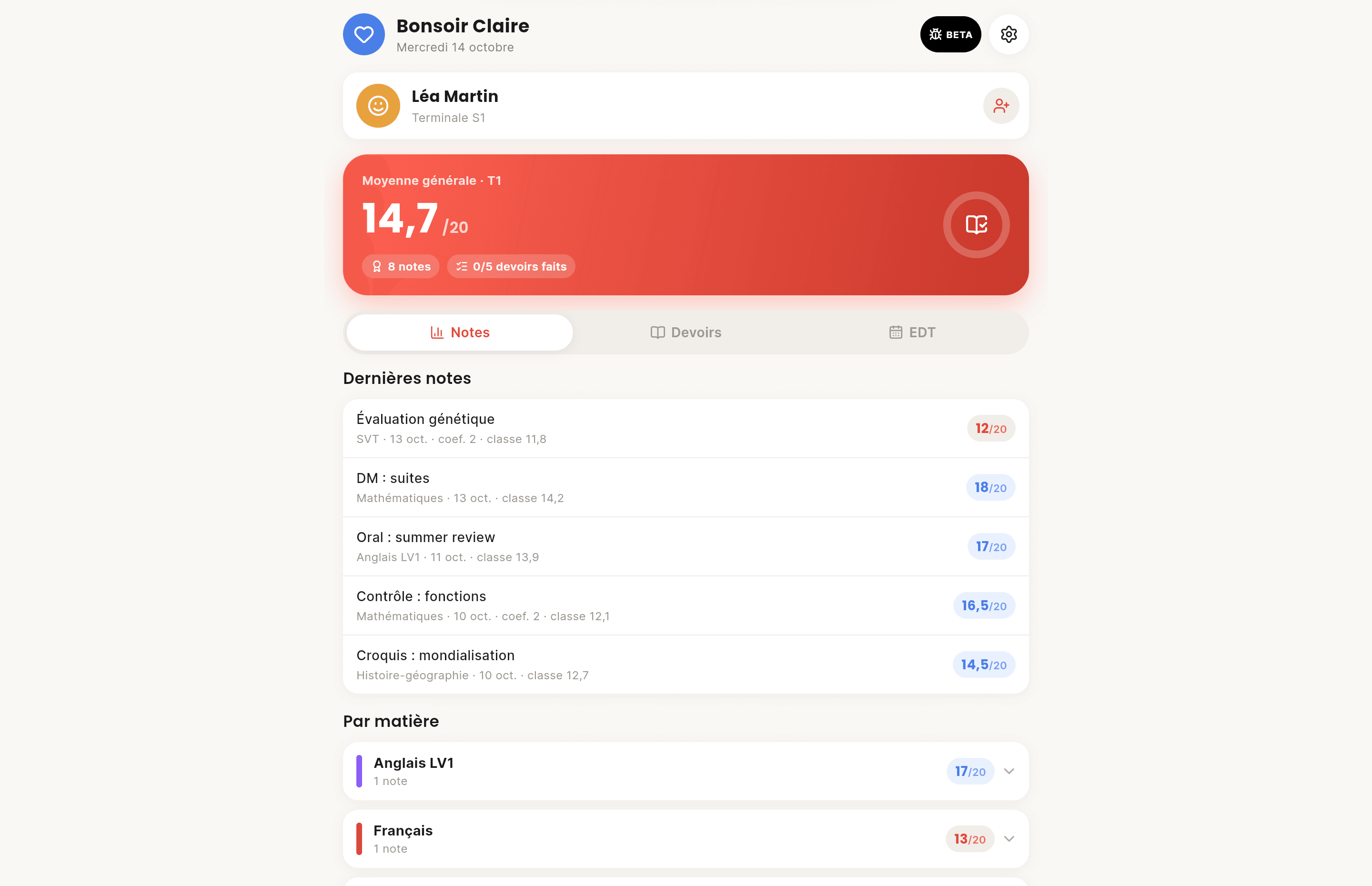 Écran de CoolRoom sur ordinateur : Parents